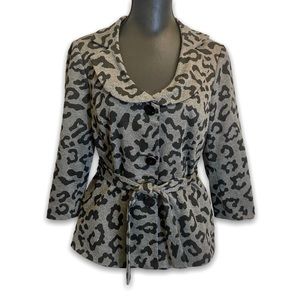 Sandro Animal Print Jacket Gray Black Medium